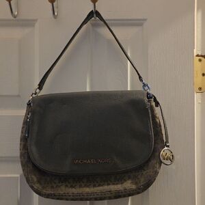 Michael Kors Gray Canvas And Leather Monogram Shoulder Bag
